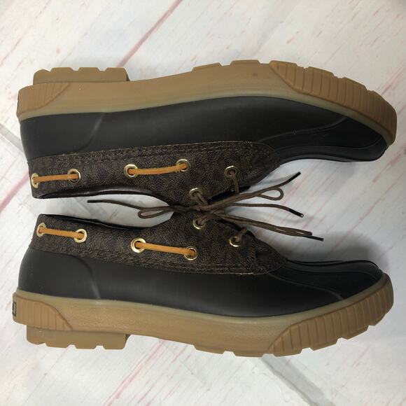 Michael Kors Rain Duck Boot Rubber and Monogram Leather Low Profile - Picture 8 of 9